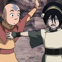 Toph enseñándole Tierra Control a Aang